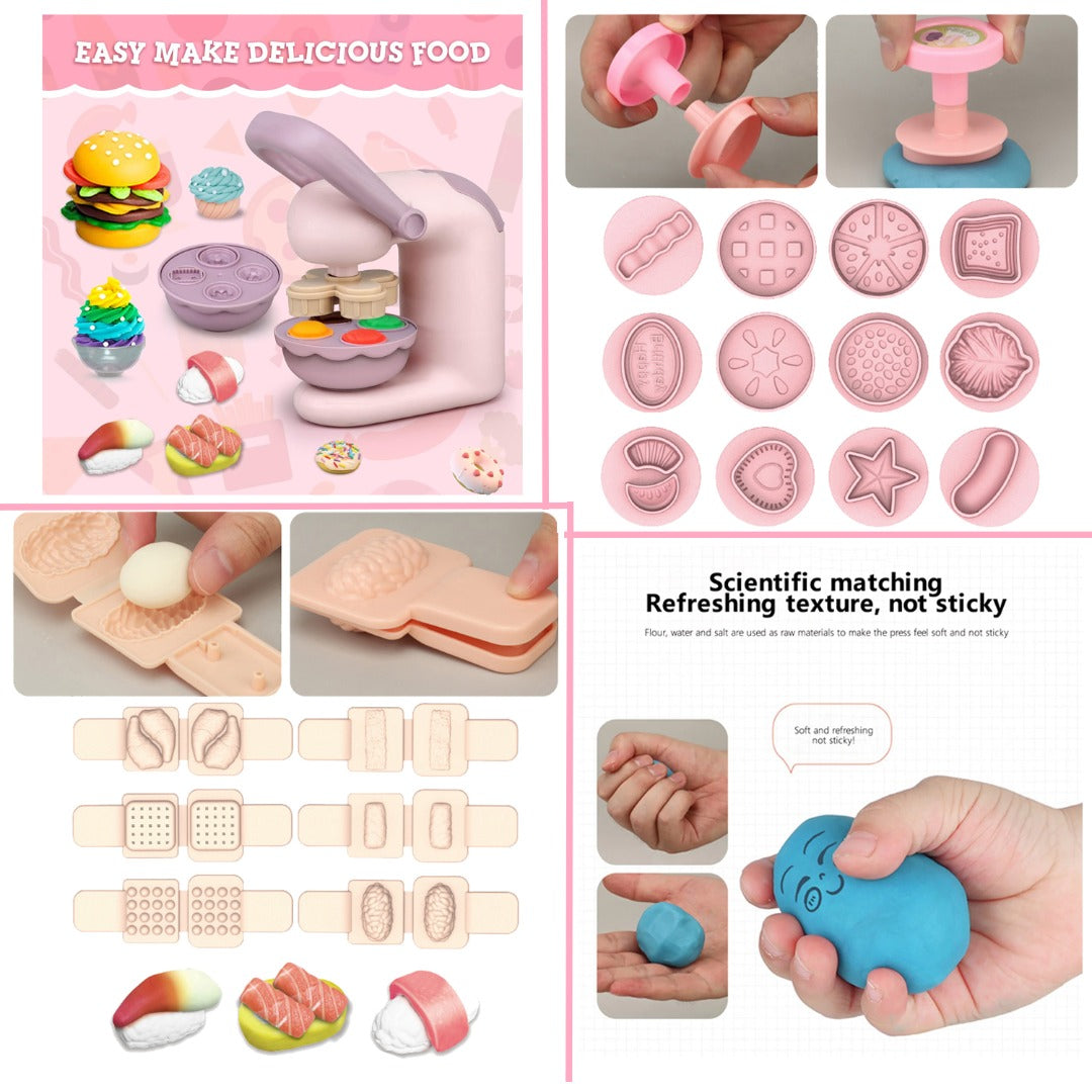 COO11 Set of 3 pack Kids DIY Ice Cream Themed Playdough Cutters Set & Clay Molds Rollers Molds Accessories Color Mud Art & Craft Educational Toys Gift Age 5+ (120 PCS Combo)
