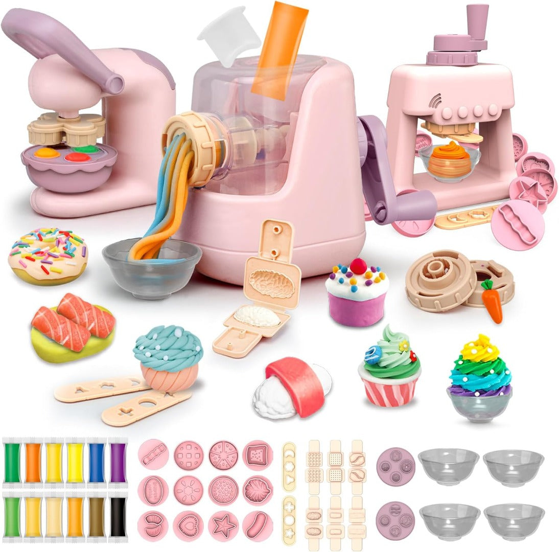 COO11 Set of 3 pack Kids DIY Ice Cream Themed Playdough Cutters Set & Clay Molds Rollers Molds Accessories Color Mud Art & Craft Educational Toys Gift Age 5+ (120 PCS Combo)