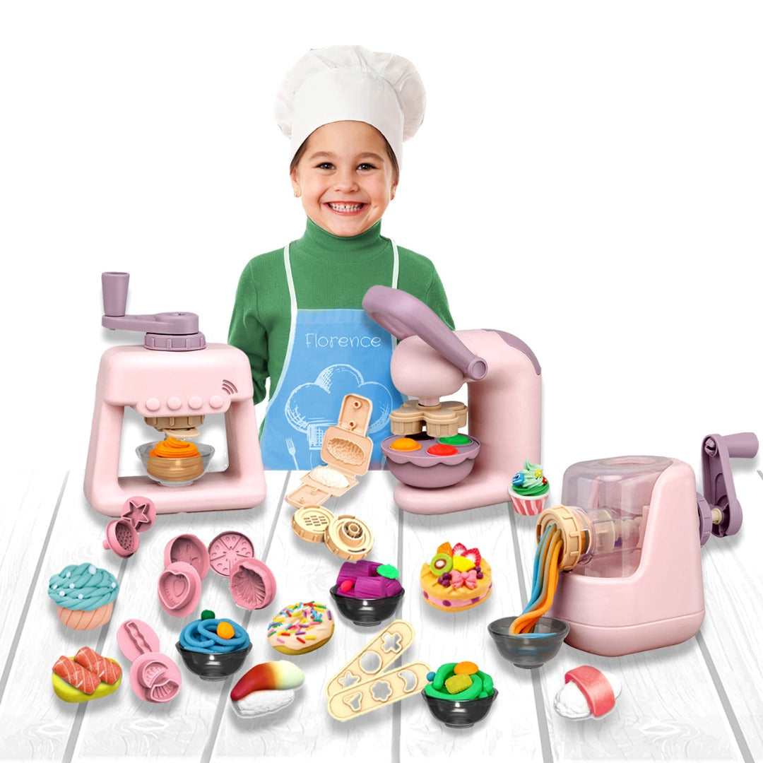 COO11 Set of 3 pack Kids DIY Ice Cream Themed Playdough Cutters Set & Clay Molds Rollers Molds Accessories Color Mud Art & Craft Educational Toys Gift Age 5+ (120 PCS Combo)