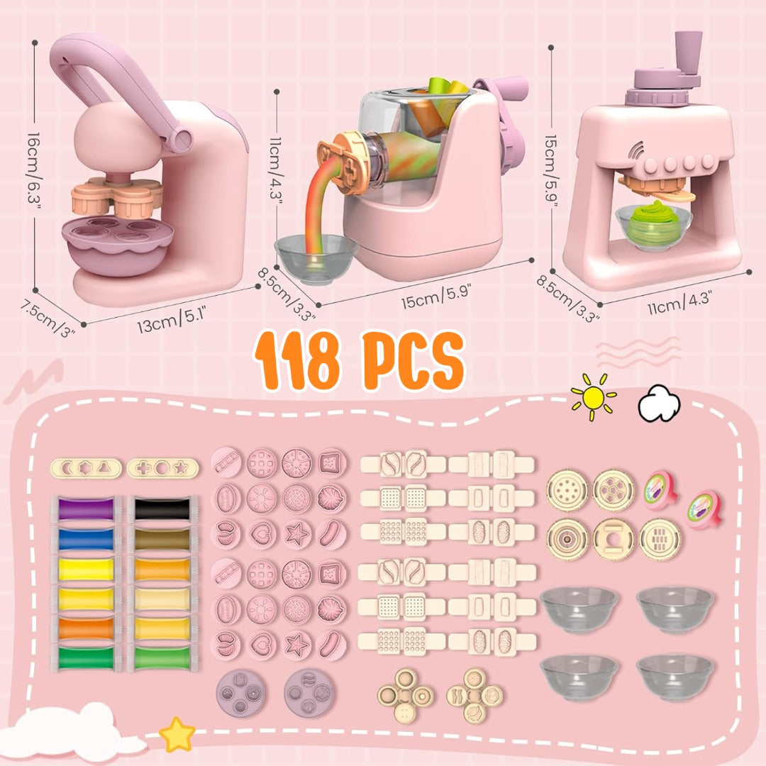 COO11 Set of 3 pack Kids DIY Ice Cream Themed Playdough Cutters Set & Clay Molds Rollers Molds Accessories Color Mud Art & Craft Educational Toys Gift Age 5+ (120 PCS Combo)