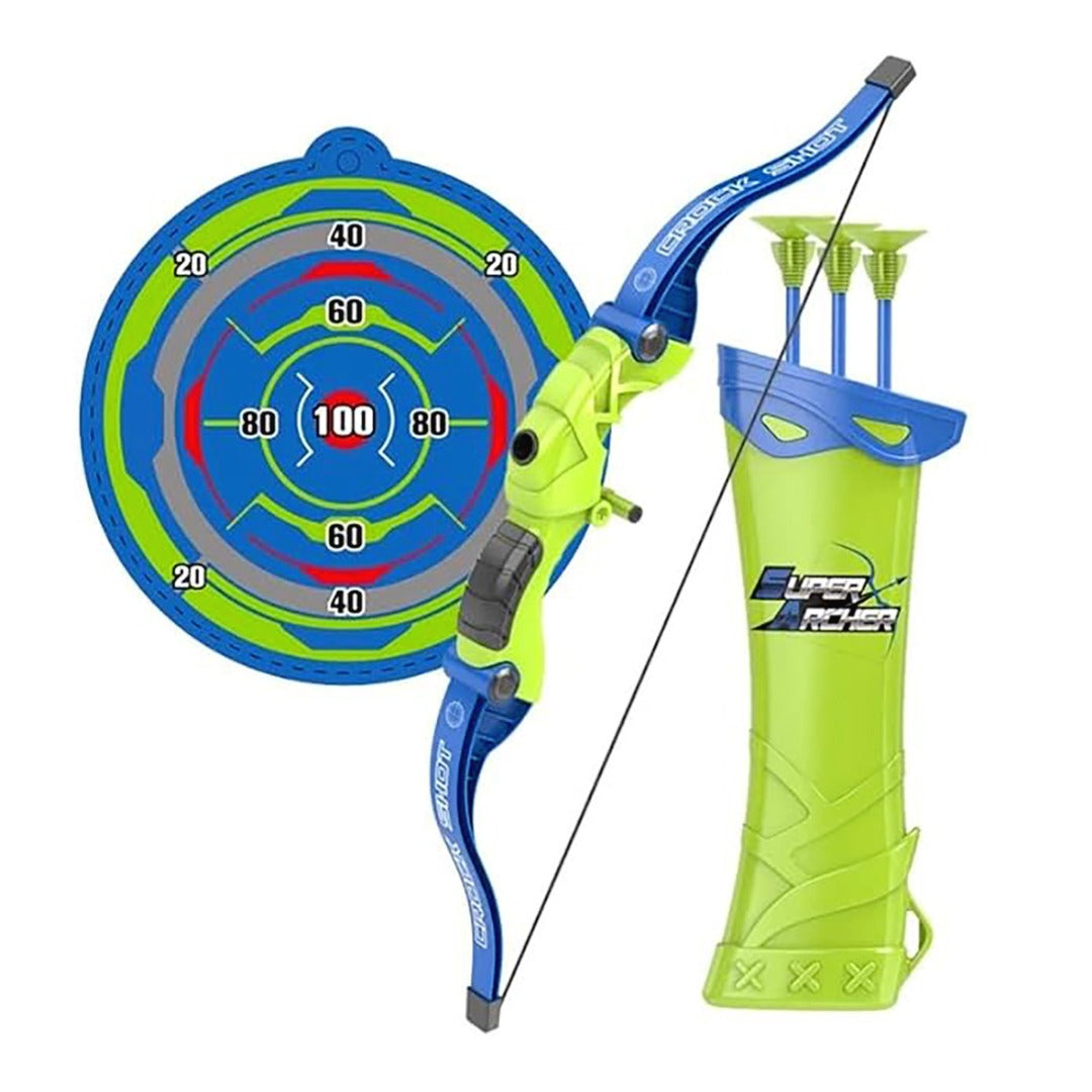 Coo11 Pack of 2 Bow and Arrow Full Indoor Outdoor Shooting Archery Toy Set for Kids, Lightweight Safe Durable 1 Bow 3 Arrows 1 Wall Mounted Target, for Boys Girls Ages 4-12, Green Color