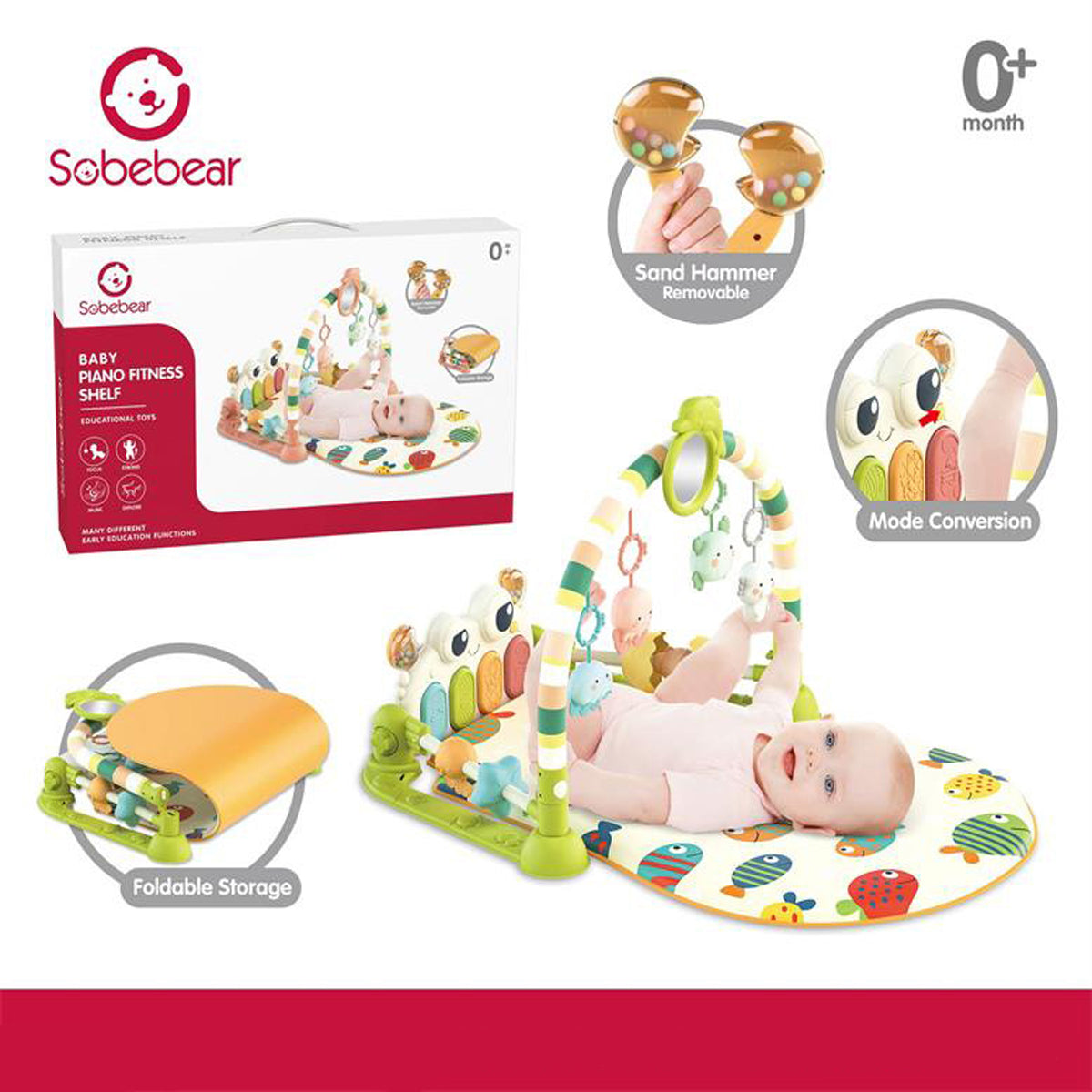 Coo11 Babycare Educational, Fitness Rack, Kick and Play Piano, Gym Activity Center with Music and Lights, Electronic Learning Toys for Infants, Toddlers, Newborn, Girls and Boys Ages 0 to 6 Months
