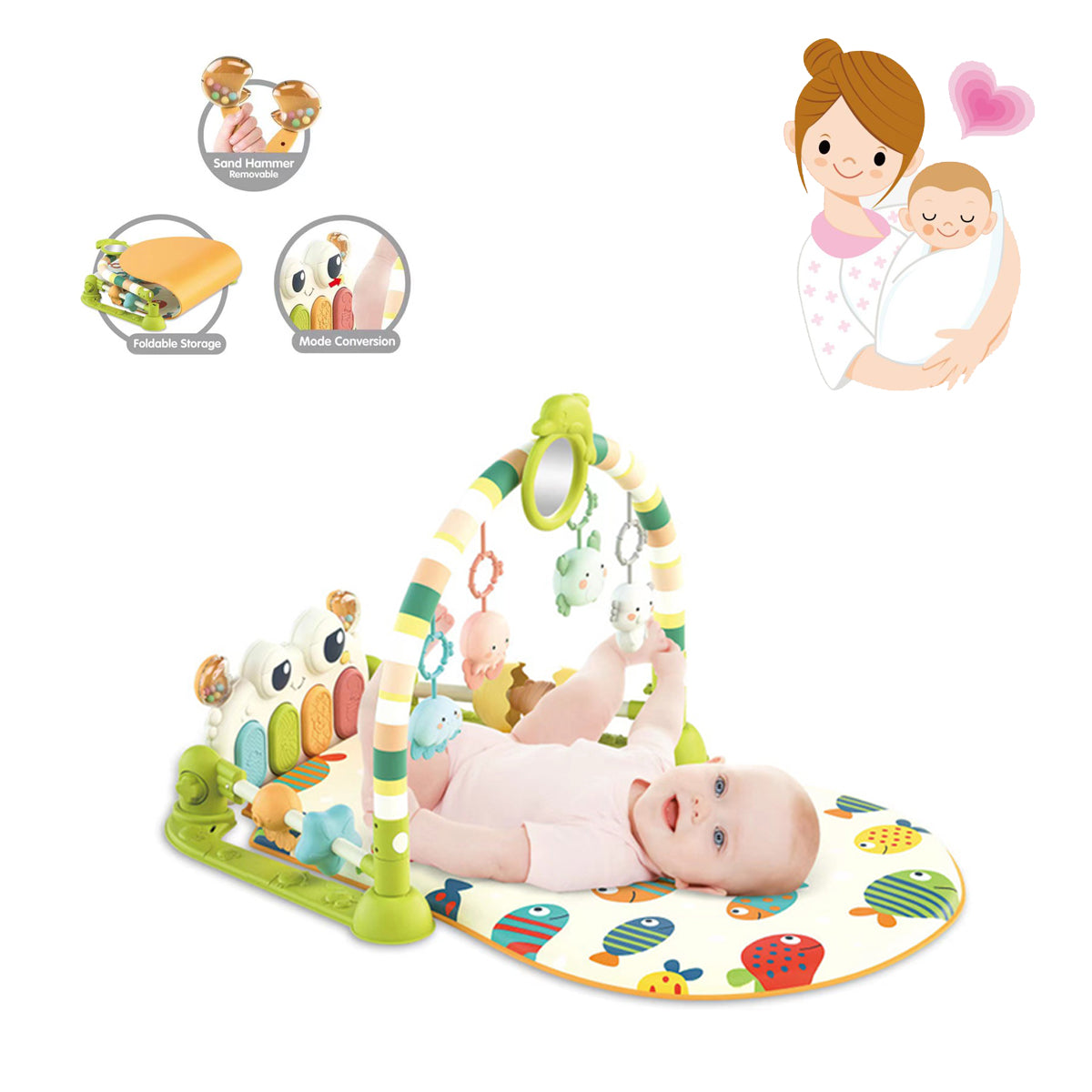 Coo11 Babycare Educational, Fitness Rack, Kick and Play Piano, Gym Activity Center with Music and Lights, Electronic Learning Toys for Infants, Toddlers, Newborn, Girls and Boys Ages 0 to 6 Months