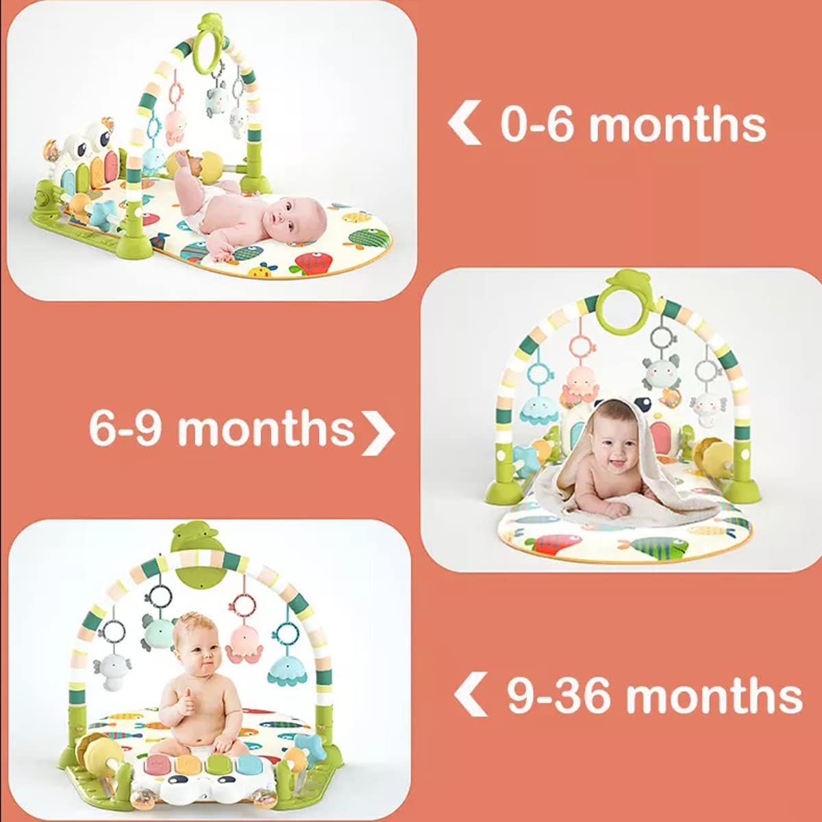 Coo11 Babycare Educational, Fitness Rack, Kick and Play Piano, Gym Activity Center with Music and Lights, Electronic Learning Toys for Infants, Toddlers, Newborn, Girls and Boys Ages 0 to 6 Months