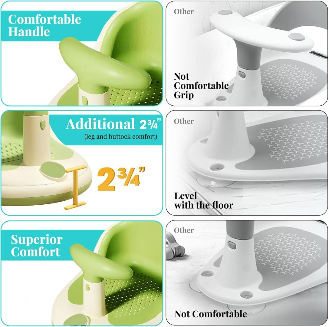 Coo11 InFant Bath Seat|Baby Bath Seat|Secure and ,Non-Slip soft and Comfortable New Born Breathable Rubber Soft with Back Support Chair (Green ) 6 month and Up