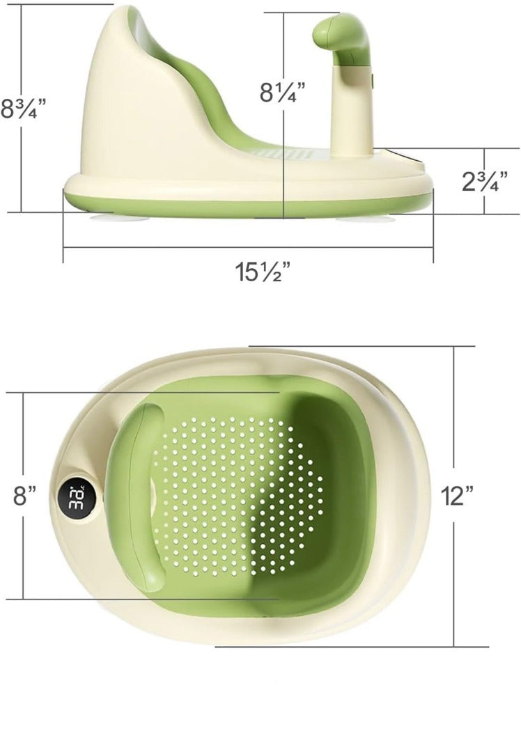 Coo11 InFant Bath Seat|Baby Bath Seat|Secure and ,Non-Slip soft and Comfortable New Born Breathable Rubber Soft with Back Support Chair (Green ) 6 month and Up