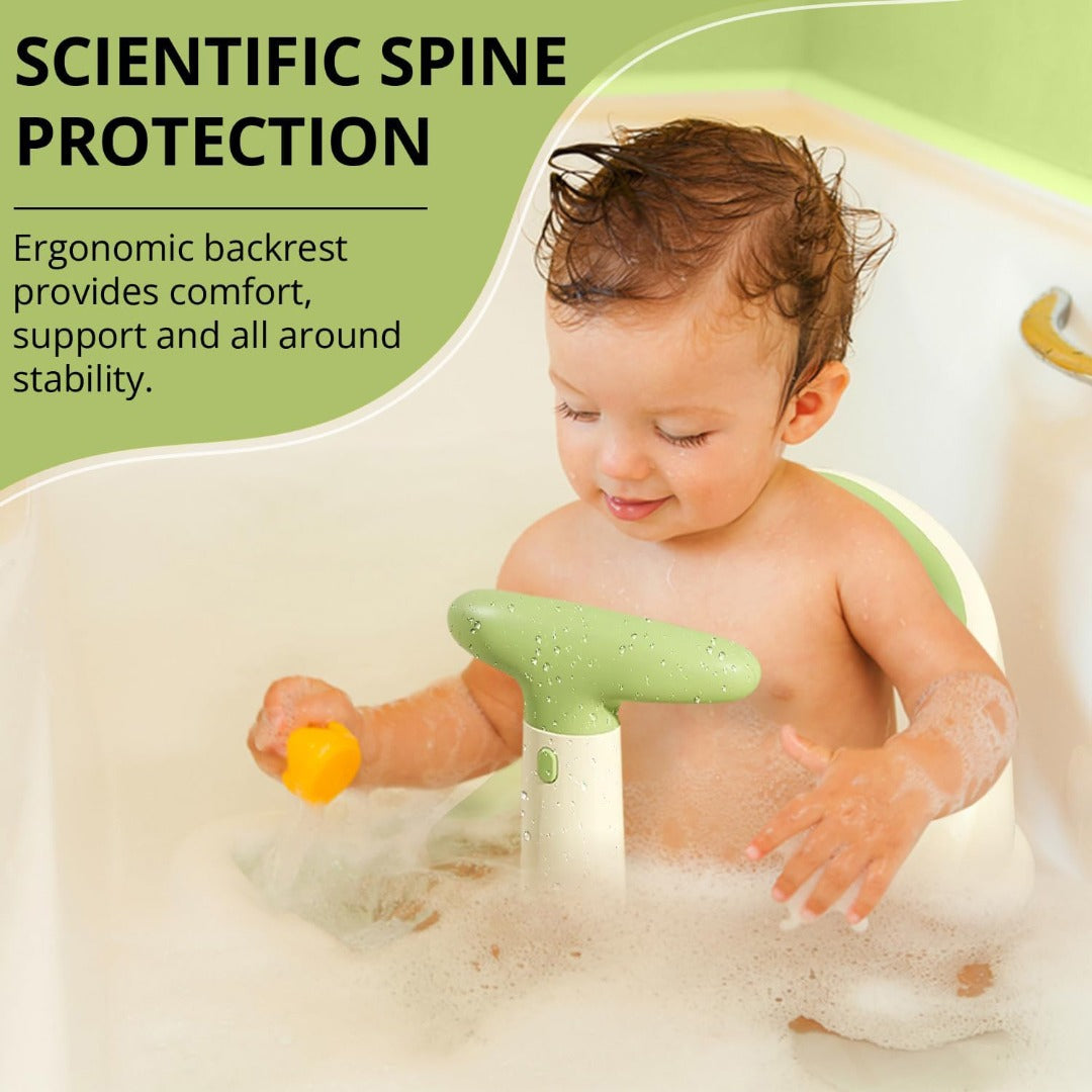 Coo11 InFant Bath Seat|Baby Bath Seat|Secure and ,Non-Slip soft and Comfortable New Born Breathable Rubber Soft with Back Support Chair (Green ) 6 month and Up
