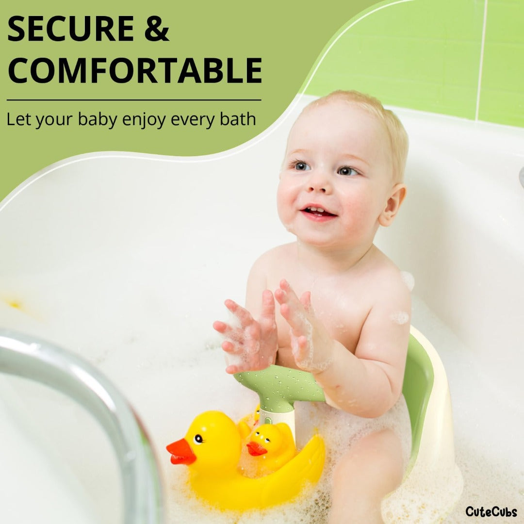 Coo11 InFant Bath Seat|Baby Bath Seat|Secure and ,Non-Slip soft and Comfortable New Born Breathable Rubber Soft with Back Support Chair (Green ) 6 month and Up