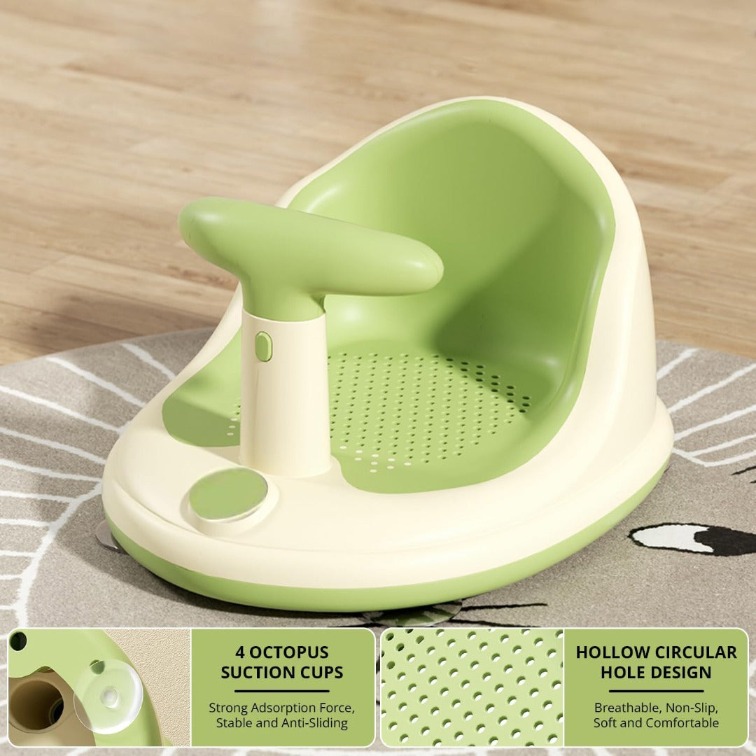 Coo11 InFant Bath Seat|Baby Bath Seat|Secure and ,Non-Slip soft and Comfortable New Born Breathable Rubber Soft with Back Support Chair (Green ) 6 month and Up