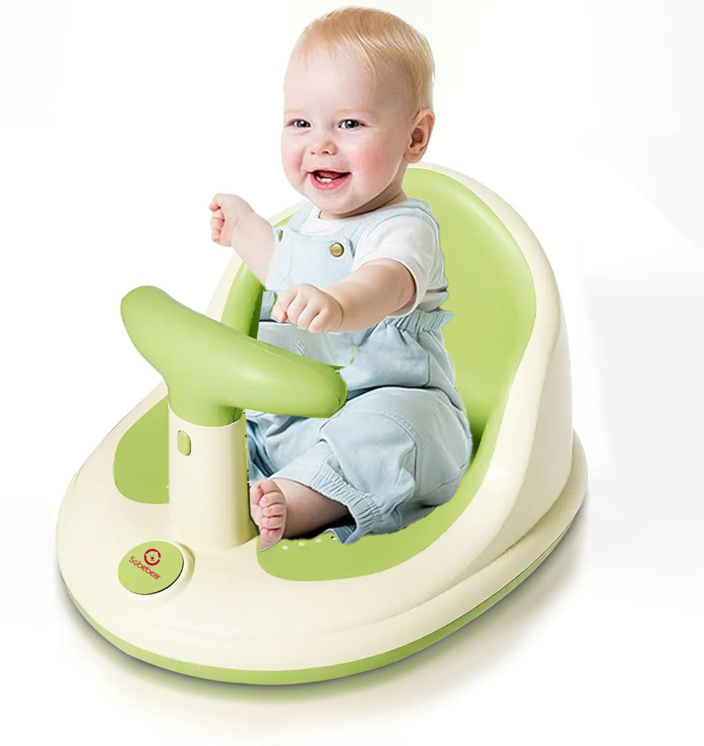 Coo11 InFant Bath Seat|Baby Bath Seat|Secure and ,Non-Slip soft and Comfortable New Born Breathable Rubber Soft with Back Support Chair (Green ) 6 month and Up