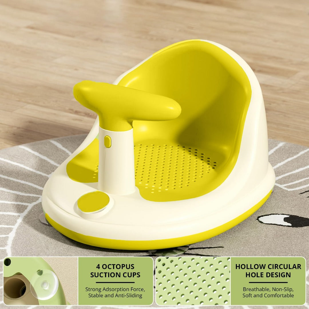 Coo11 InFant Bath Seat|Baby Bath Seat|Secure and ,Non-Slip soft and Comfortable New Born Breathable Rubber Soft with Back Support Chair (Yellow) 6 month and Up