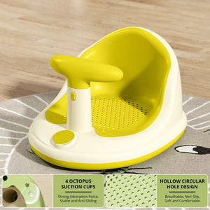 Coo11 InFant Bath Seat|Baby Bath Seat|Secure and ,Non-Slip soft and Comfortable New Born Breathable Rubber Soft with Back Support Chair (Yellow) 6 month and Up