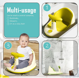 Coo11 InFant Bath Seat|Baby Bath Seat|Secure and ,Non-Slip soft and Comfortable New Born Breathable Rubber Soft with Back Support Chair (Yellow) 6 month and Up
