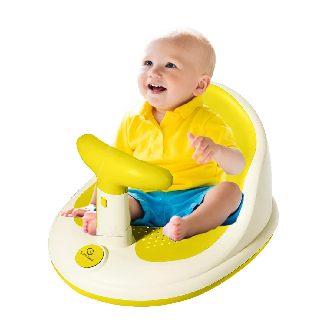 Coo11 InFant Bath Seat|Baby Bath Seat|Secure and ,Non-Slip soft and Comfortable New Born Breathable Rubber Soft with Back Support Chair (Yellow) 6 month and Up