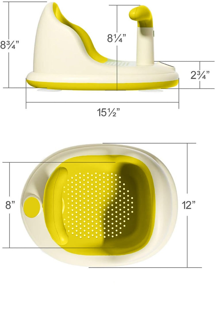 Coo11 InFant Bath Seat|Baby Bath Seat|Secure and ,Non-Slip soft and Comfortable New Born Breathable Rubber Soft with Back Support Chair (Yellow) 6 month and Up