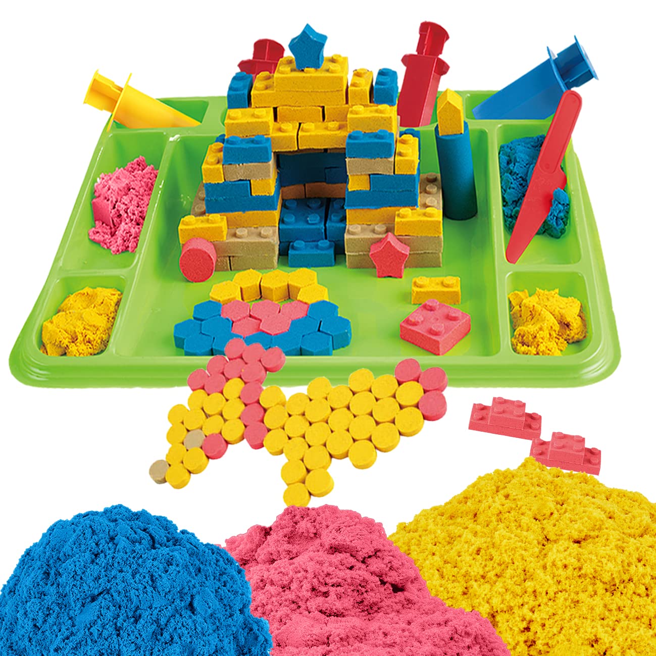 Coo11 Motion Play Sand Block Set 750G Play Magic Sand Toys For Kids Toddlers Sand Castle Compatible with Any Molding Clay Travel Beach Toys for