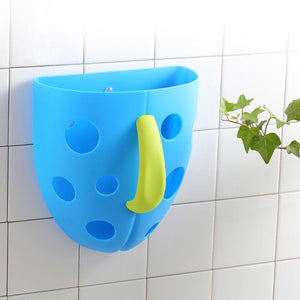 Coo11 Wall-Mounted Bath Toy Organizer Blue & Baby Frog Design Bath Rinse Cup Blue & Baby Adjustable Shower Cap bath not included