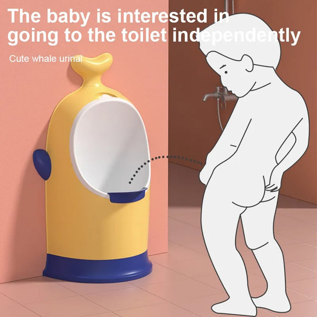 Coo11 Urinal for Toddlers Wall Mounted Stand Up Potty Urinal toilet Adjustable Height Whale Design Baby Urinal Pot, Toilet Training Pee Stand, Easy to Clean, Convenient for 1 year & Above (Yellow)