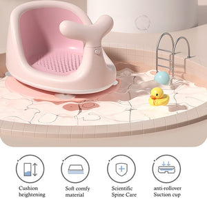 COO11 Baby Bath seating Dolphin Shaped Portable Seat for Sit Up From 6 to 36 Months Old Infant New Born Breathable Rubber Soft with Back Support Chair Blue (Pink)
