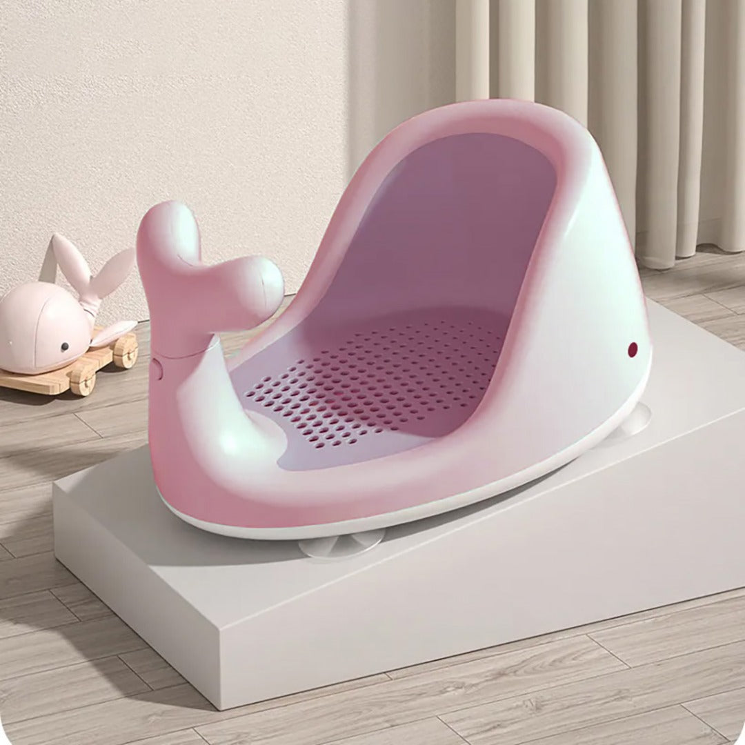 COO11 Baby Bath seating Dolphin Shaped Portable Seat for Sit Up From 6 to 36 Months Old Infant New Born Breathable Rubber Soft with Back Support Chair Blue (Pink)