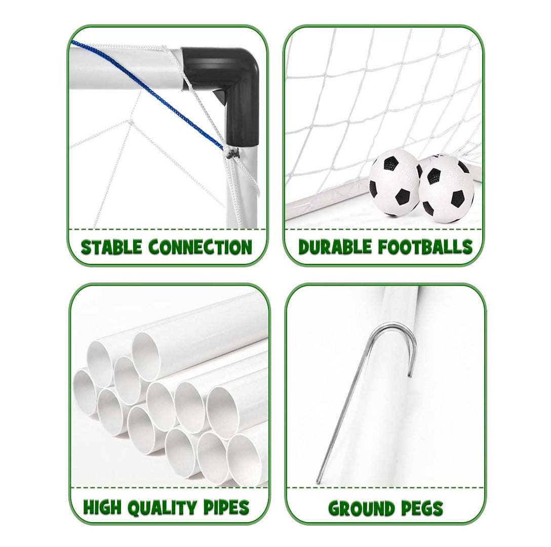 Coo11 Kids Soccer Training with Football Net Play Set Stand for Garden Training Indoor Outdoor Increase Coordination & Footwork One Goal Net Sport Games