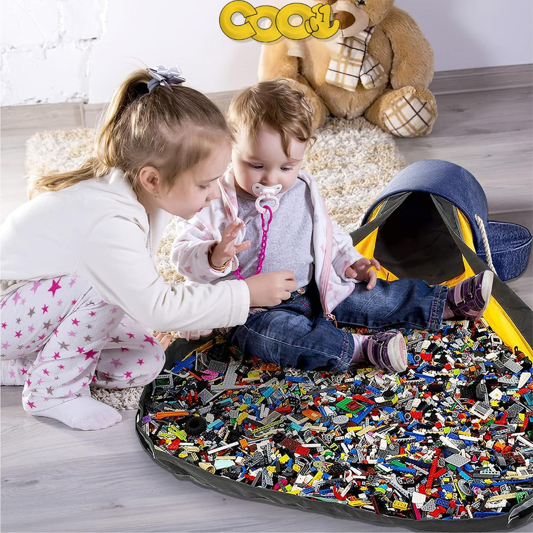 Coo11 Toy Storage Organizer Unit Play Mat for Lego Toy Storage Basket Large Drawstring Portable Container Storage Bins Activity Organizer Black