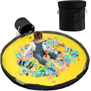 Coo11 Toy Storage Organizer Unit Play Mat for Lego Toy Storage Basket Large Drawstring Portable Container Storage Bins Activity Organizer Black