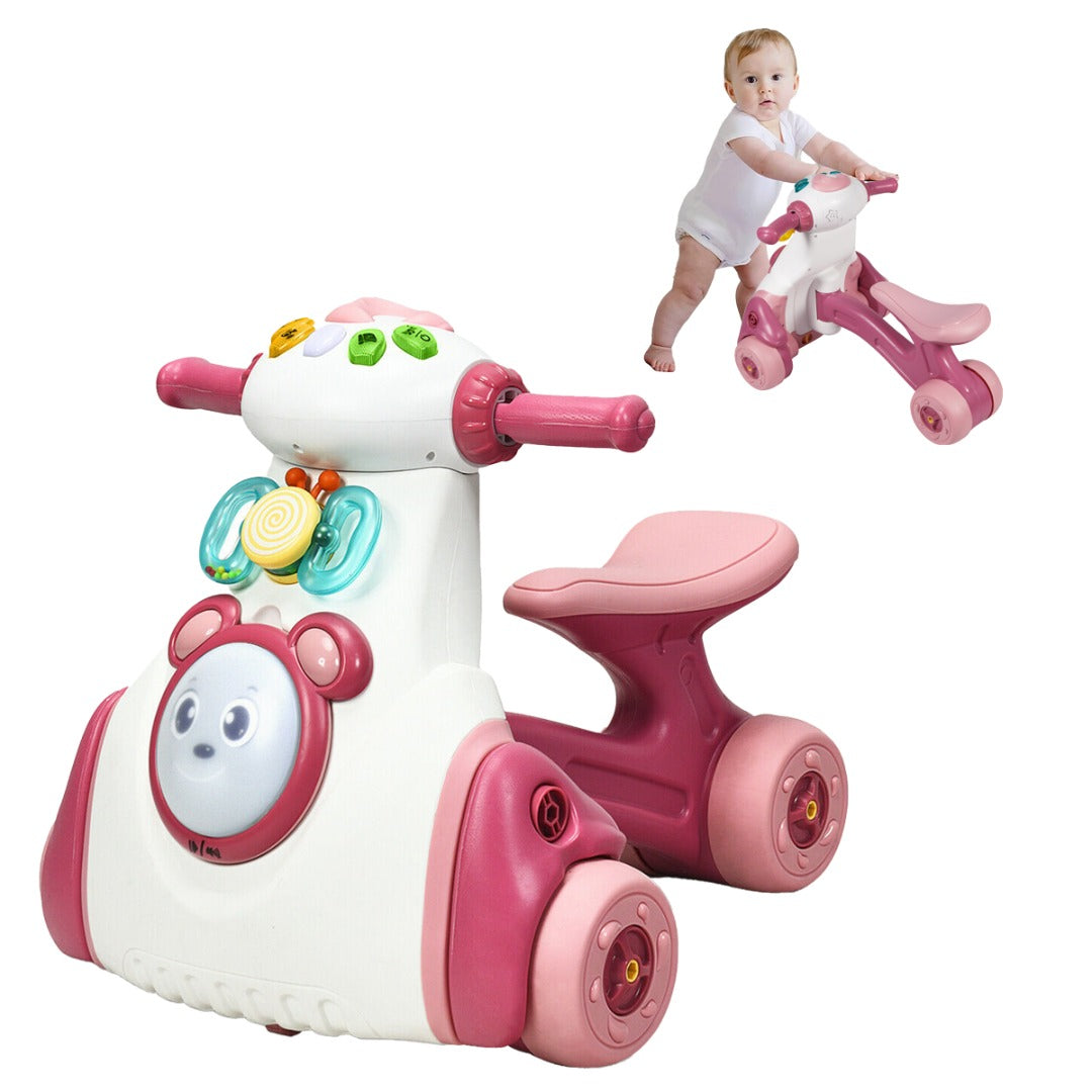 2 in 1 Kids Push Walker Sit to Stand Kangaroo Push Scooter Toy with Music& Sound