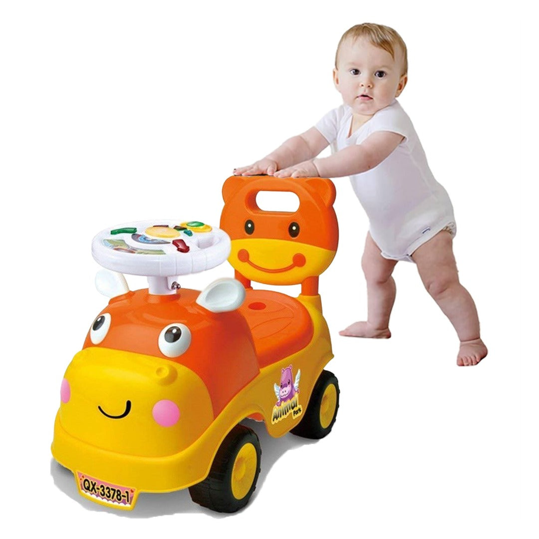 Coo11 Kids Ride-on Push Car 4 Wheel Push Car Fun Animal Design with Music & Sound Toy