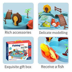 COO11 Kids 22 Pcs Fishing Table with 2x Fishing Toy Bath Toys for Children Swimming Toys Plash Water Table Pool Toy for Toddlers Fishing Pole Rod Net, Fishing Game Kids Age 3 4 5 6