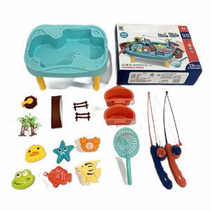 COO11 Kids 22 Pcs Fishing Table with 2x Fishing Toy Bath Toys for Children Swimming Toys Plash Water Table Pool Toy for Toddlers Fishing Pole Rod Net, Fishing Game Kids Age 3 4 5 6
