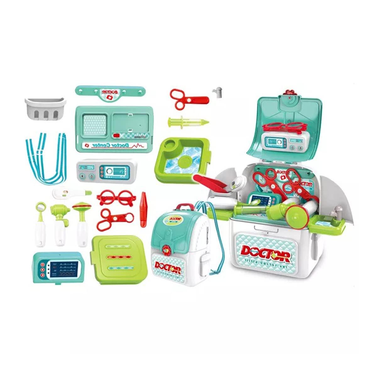 Coo11 2-in-1 Doctor Kit for Kids, Medical Backpack, Improves Skill & Development, Eduaction Fun, Pretend Play Set, Simulation Props, Gift for Boys and Girls, Suitable for 3+