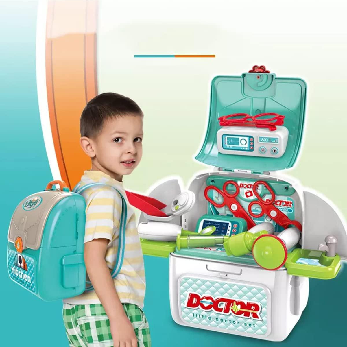 Coo11 2-in-1 Doctor Kit for Kids, Medical Backpack, Improves Skill & Development, Eduaction Fun, Pretend Play Set, Simulation Props, Gift for Boys and Girls, Suitable for 3+