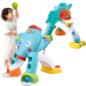 Kids Ball Popper Puzzle Toy Happy Elephant Play Ball Toy with Light and Sound Blue, Yellow, Purple