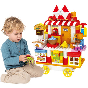 Coo11 Kids 116 Pcs Candy Cart Sweet House Building Blocks, Accessories Food Play e, Best Educational Role play Construction Toys Gift for Boys Girls, Adventure, Perfect Gift set