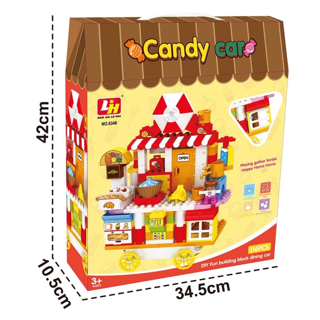 Coo11 Kids 116 Pcs Candy Cart Sweet House Building Blocks, Accessories Food Play e, Best Educational Role play Construction Toys Gift for Boys Girls, Adventure, Perfect Gift set