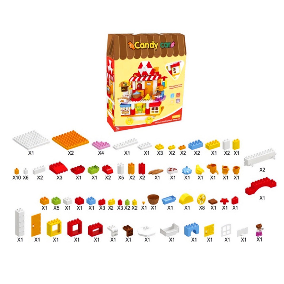 Coo11 Kids 116 Pcs Candy Cart Sweet House Building Blocks, Accessories Food Play e, Best Educational Role play Construction Toys Gift for Boys Girls, Adventure, Perfect Gift set