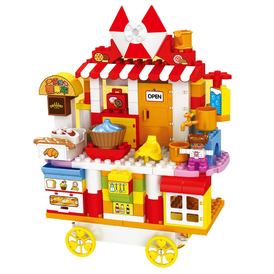 Coo11 Kids 116 Pcs Candy Cart Sweet House Building Blocks, Accessories Food Play e, Best Educational Role play Construction Toys Gift for Boys Girls, Adventure, Perfect Gift set