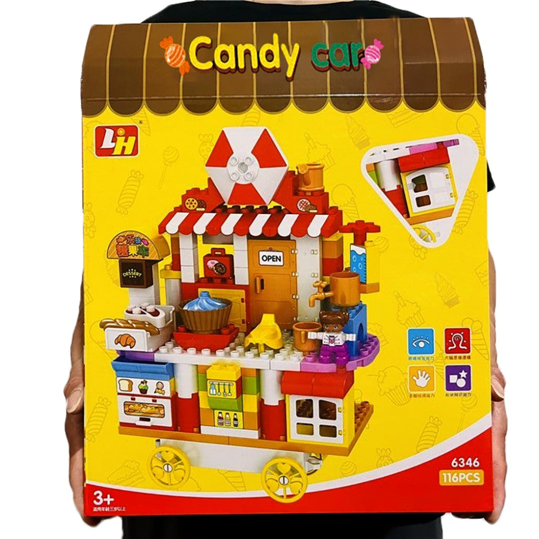 Coo11 Kids 116 Pcs Candy Cart Sweet House Building Blocks, Accessories Food Play e, Best Educational Role play Construction Toys Gift for Boys Girls, Adventure, Perfect Gift set