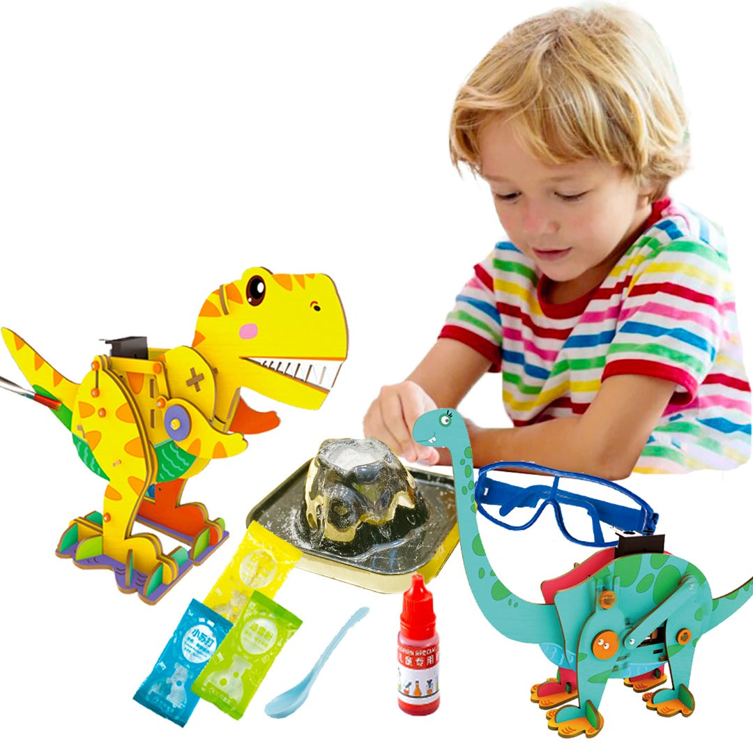 Coo11 4 in-1 DIY walking  Volcano, Iceberg Science Experiment Set Educational Toys Electric Assembled Indoor Outdoor Game Stacking Toys, Fun & Activity, Skills, Age 5+ up