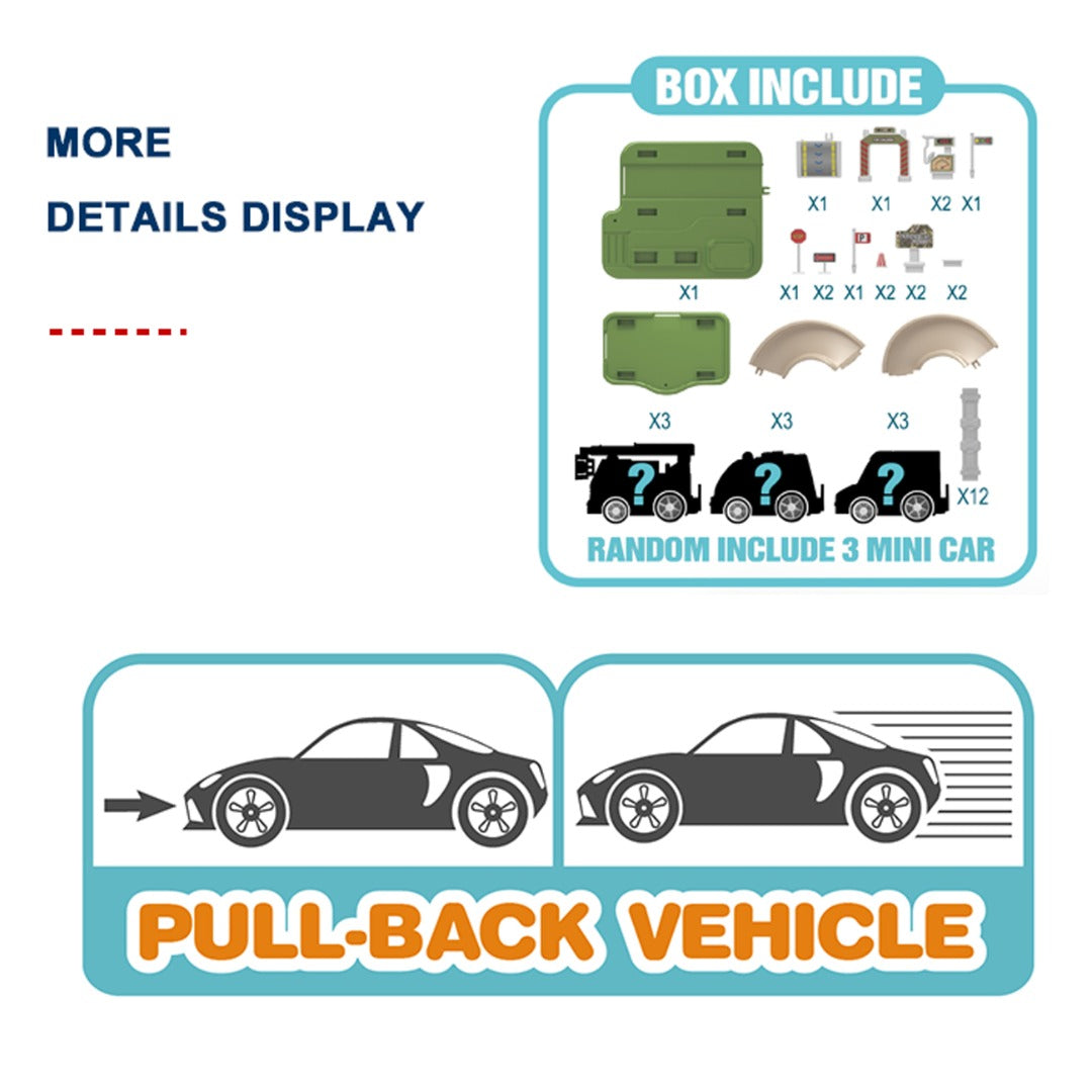 Military Truck Parking Lot Toy Set With 2 Sliding Engineering Vehicles (5 Carton Yellow, 5 Carpm Green). Christmas Toys Gifts For Kids | Birthday Gifts For Over 3 Years Old Boys | best Suited For Birthday And Return Gift