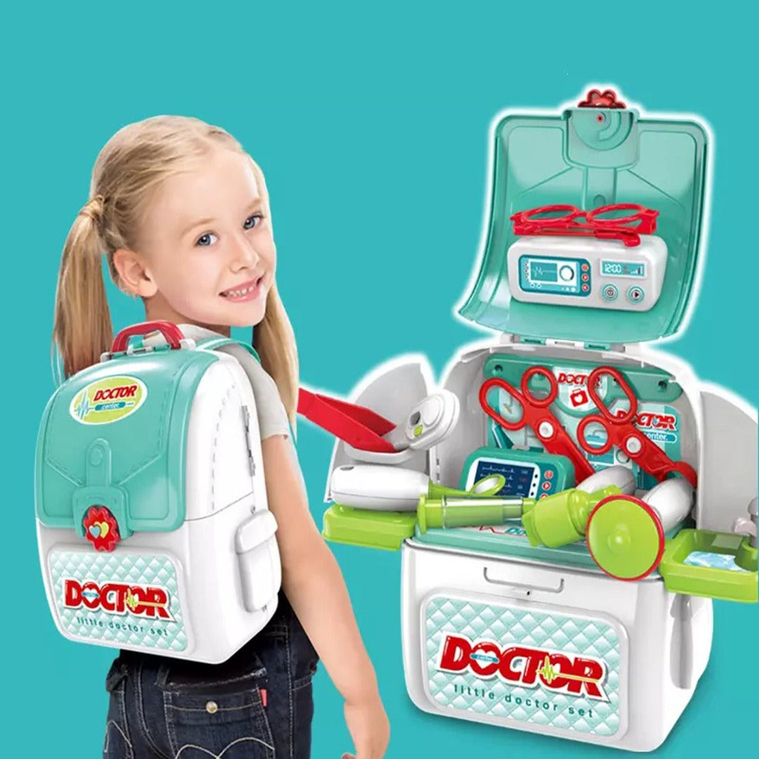 Coo11 2-in-1 Doctor Kit for Kids, Medical Backpack, Improves Skill & Development, Eduaction Fun, Pretend Play Set, Simulation Props, Gift for Boys and Girls, Suitable for 3+