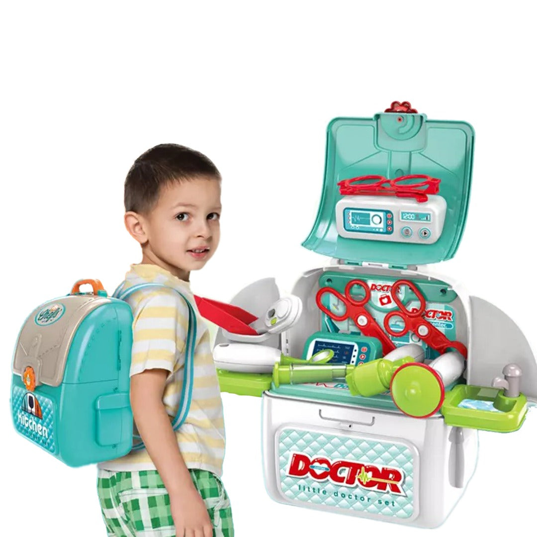 Coo11 2-in-1 Doctor Kit for Kids, Medical Backpack, Improves Skill & Development, Eduaction Fun, Pretend Play Set, Simulation Props, Gift for Boys and Girls, Suitable for 3+