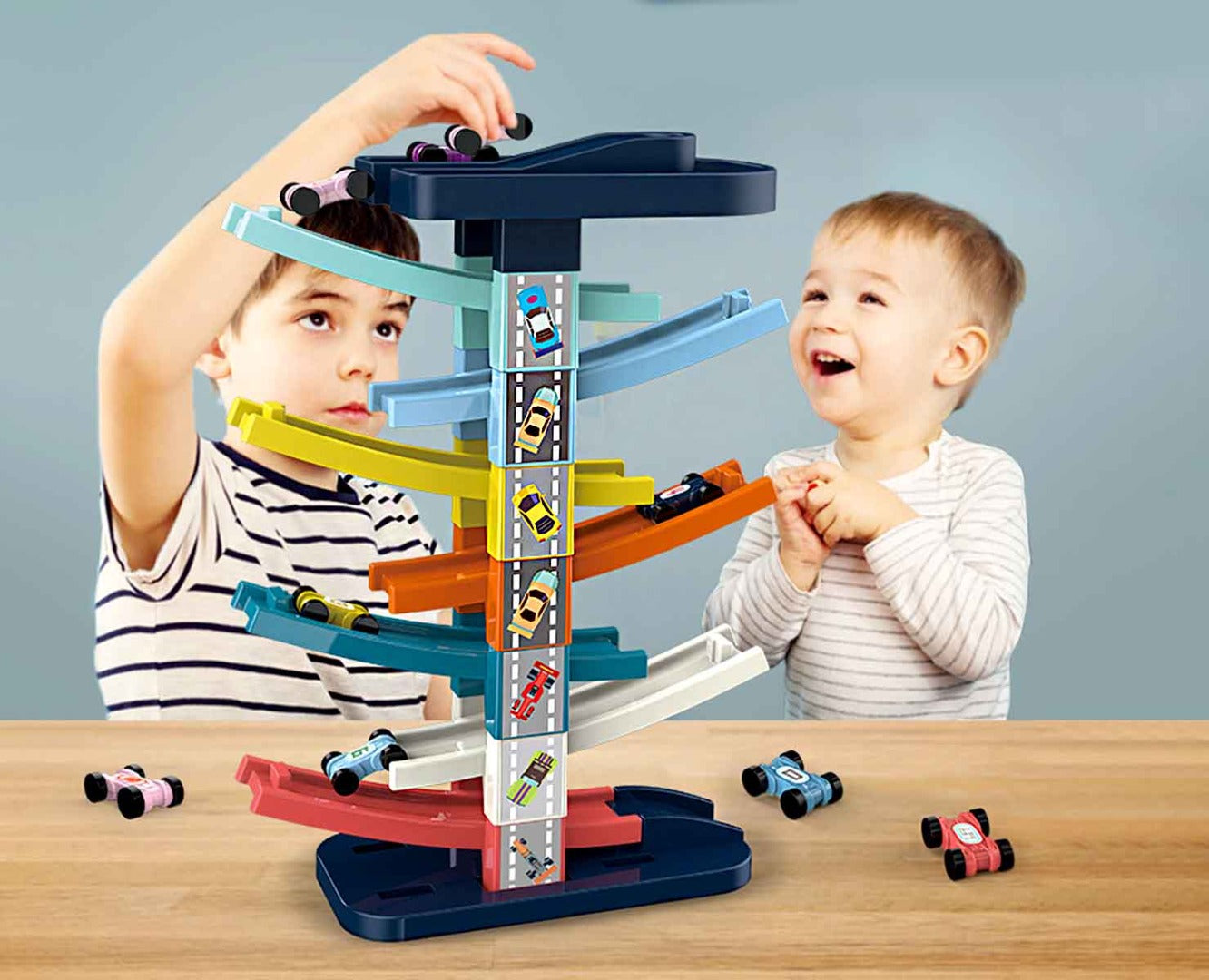 Coo11 Children Car Parking Railing with Car Toy, Activity Parking Ramp Set, Educational Toy for Kids 3+, Perfect Gift for Boys & Girls, Skills Improvment Fun Playset