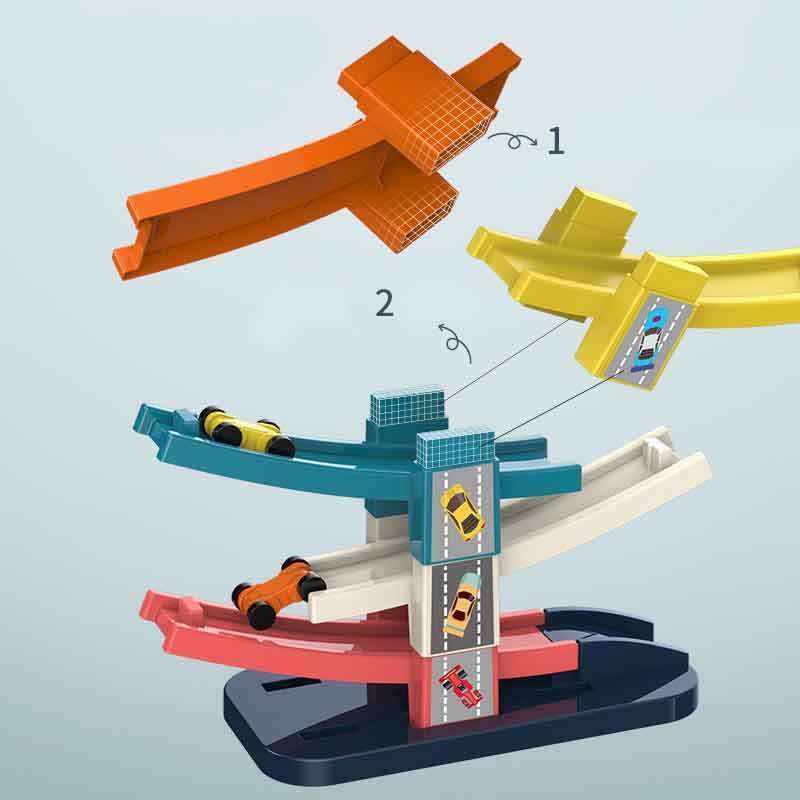 Coo11 Children Car Parking Railing with Car Toy, Activity Parking Ramp Set, Educational Toy for Kids 3+, Perfect Gift for Boys & Girls, Skills Improvment Fun Playset
