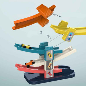Coo11 Children Car Parking Railing with Car Toy, Activity Parking Ramp Set, Educational Toy for Kids 3+, Perfect Gift for Boys & Girls, Skills Improvment Fun Playset