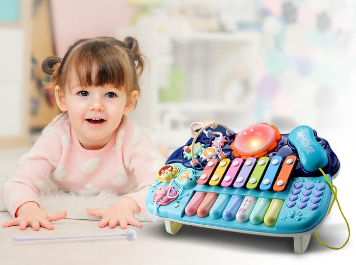 Coo11 Kids Piano keyboard Musical Instrument Toy, Educational Fun Time for Toddler, Multifunctional Game, Hand Knock Lyre Drum Telephone, Perfect Gift for Boys & Girls, Suitable for 1-8 years