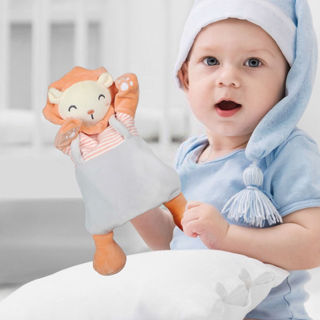 Coo11 Kids Lion Soothing Toy, Lightweight Cuddly Toy with Sound, Convenient for Travel, Easy to Wash, Portable, Plush Toy for Baby Girls & Boys, Suitable for Ages 0 Months +