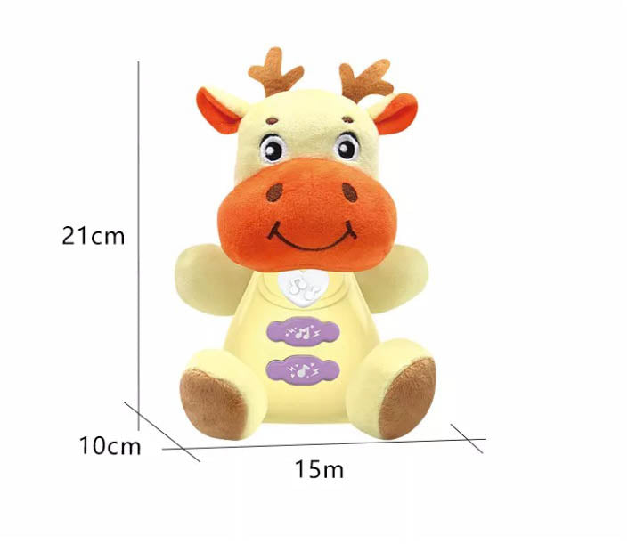 Coo11 Kids Cow Shaped Cuddly Teddy Toy with Music & Light, Soft Animals Baby Toy, Cotton Stuffed, Eco Friendly, Sensory Play, Perfect Gift for Boys & Girls, Suitable for 0-6 months