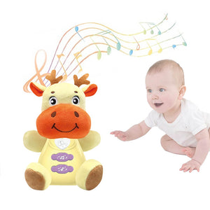 Coo11 Kids Cow Shaped Cuddly Teddy Toy with Music & Light, Soft Animals Baby Toy, Cotton Stuffed, Eco Friendly, Sensory Play, Perfect Gift for Boys & Girls, Suitable for 0-6 months